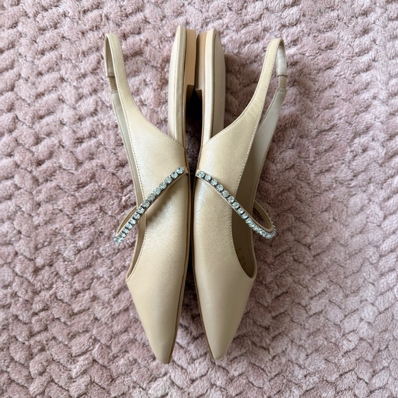 Stuart Weitzman Crystalline Leather Slingback Flat, Size 12 - Picture 2 of 6